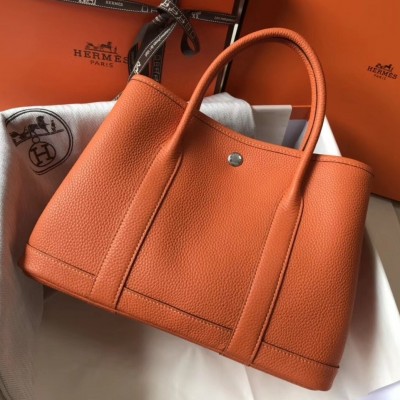 Hermes Orange Clemence Garden Party 30cm Handmade Bag LDBS243002