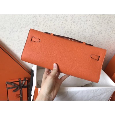 Hermes Orange Epsom Kelly Cut Handmade Bag LDBS243017