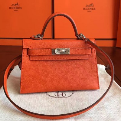 Hermes Orange Epsom Kelly Mini II Handmade Bag LDBS243018