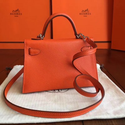 Hermes Orange Epsom Kelly Mini II Handmade Bag LDBS243018