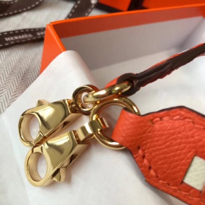 Hermes Orange Tressage Cuir 25MM Bag Strap LDBS243025