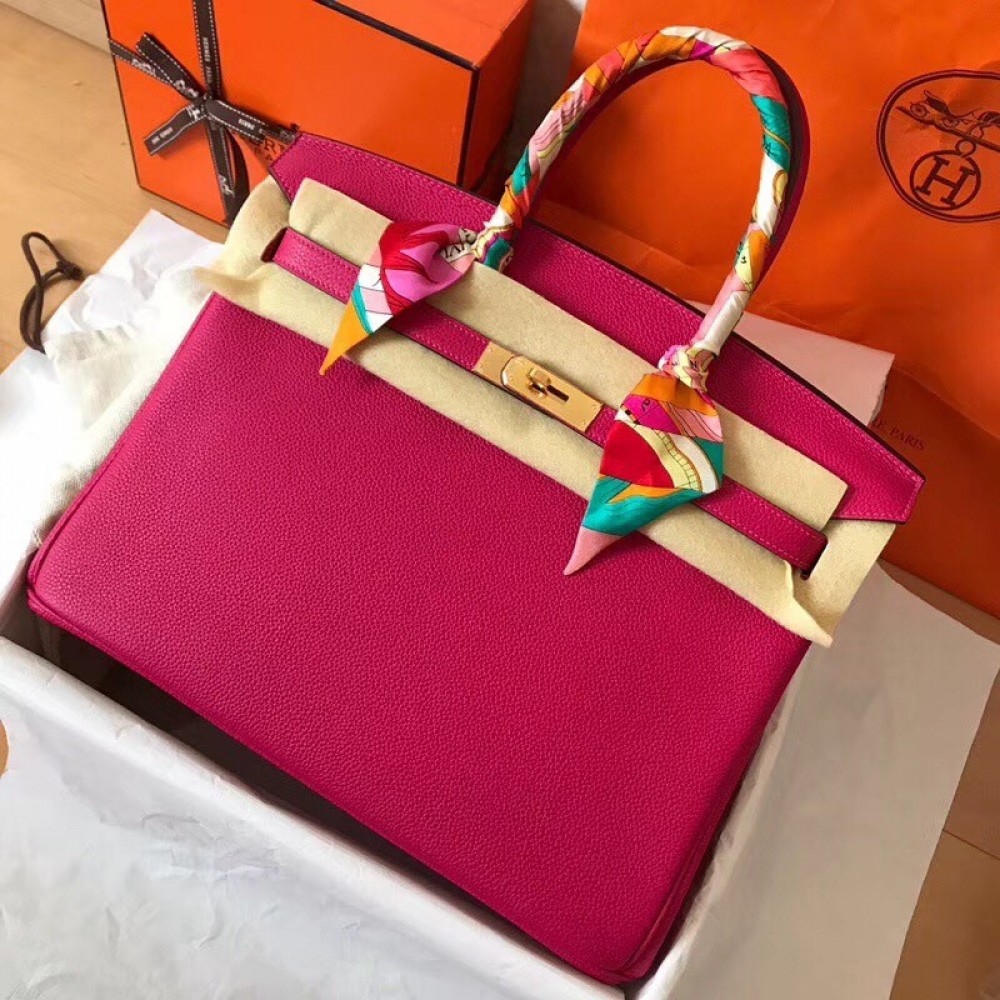 Hermes Peach Birkin 35cm Clemence Handmade Bag LDBS242997