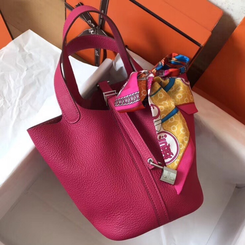 Hermes Peach Picotin Lock MM 22cm Handmade Bag LDBS243029