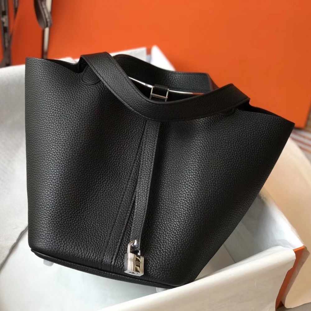 Hermes Picotin Lock 18 Bag In Black Clemence Leather LDBS243035