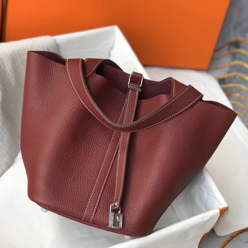 Hermes Picotin Lock 18 Bag In Bordeaux Clemence Leather LDBS243039