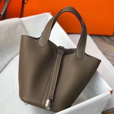 Hermes Picotin Lock 18 Bag In Taupe Clemence Leather LDBS243044