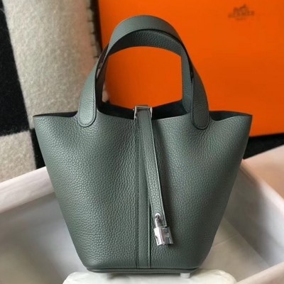 Hermes Picotin Lock 18 Bag In Vert Amande Clemence Leather LDBS243046