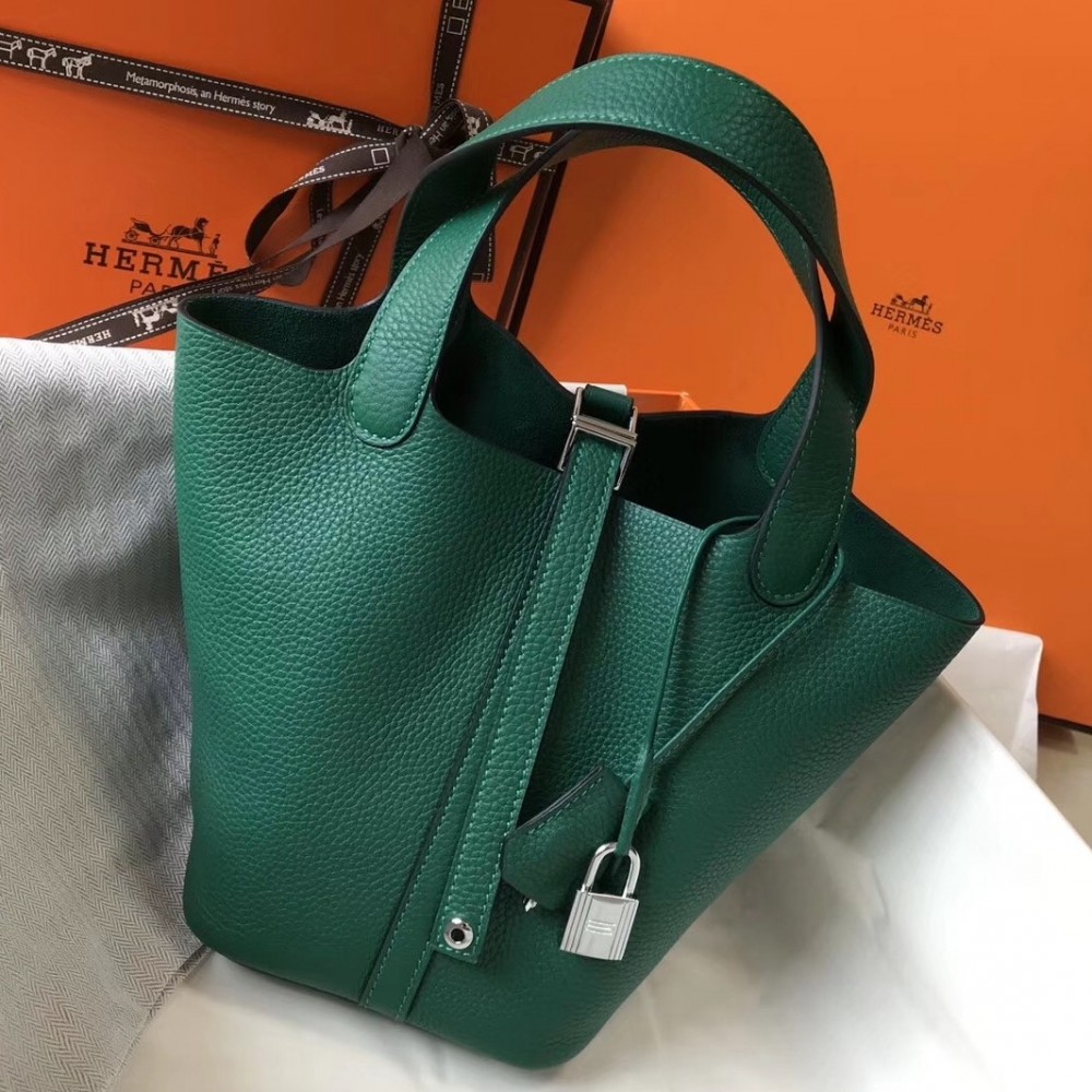 Hermes Picotin Lock 18 Bag In Vert Vertigo Clemence Leather LDBS243048