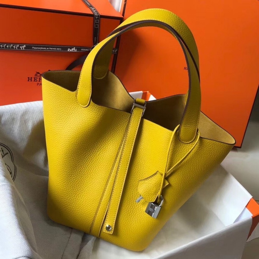 Hermes Picotin Lock 18 Bag In Yellow Clemence Leather LDBS243049