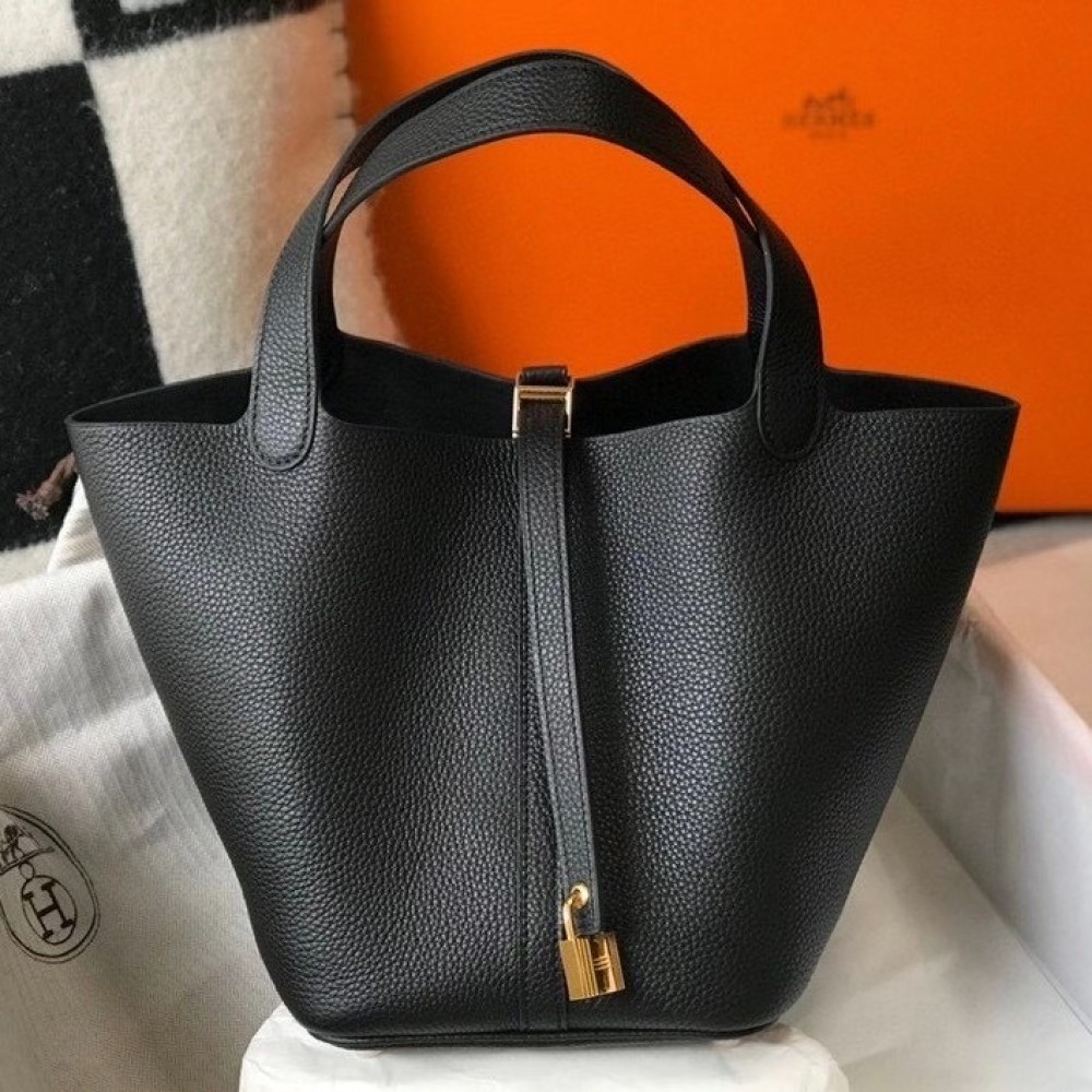 Hermes Picotin Lock 22 Bag In Black Clemence Leather LDBS243054