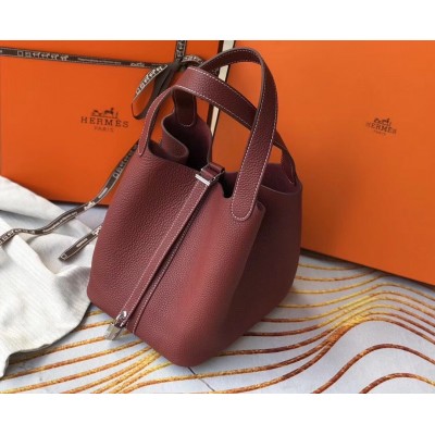 Hermes Picotin Lock 22 Bag In Bordeaux Clemence Leather LDBS243058