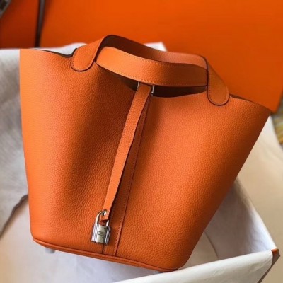 Hermes Picotin Lock 22 Bag In Orange Clemence Leather LDBS243061