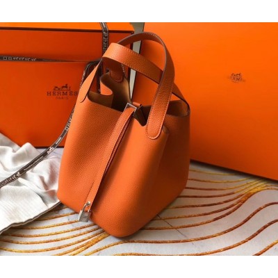 Hermes Picotin Lock 22 Bag In Orange Clemence Leather LDBS243061