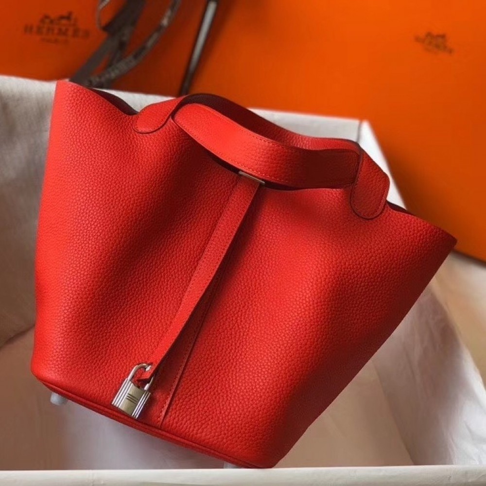 Hermes Picotin Lock 22 Bag In Red Clemence Leather LDBS243062