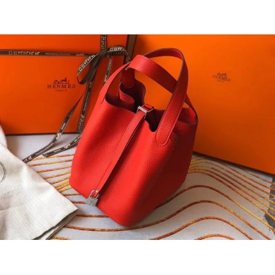 Hermes Picotin Lock 22 Bag In Red Clemence Leather LDBS243062