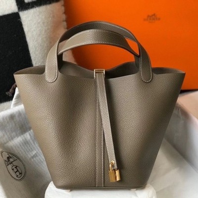 Hermes Picotin Lock 22 Bag In Taupe Clemence Leather LDBS243064