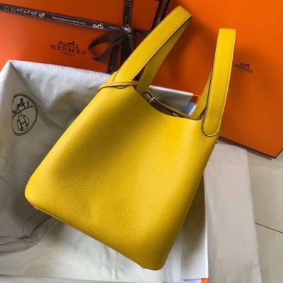 Hermes Picotin Lock 22 Bag In Yellow Clemence Leather LDBS243069