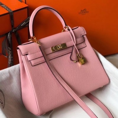 Hermes Pink Clemence Kelly 25cm GHW Bag LDBS243080