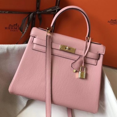 Hermes Pink Clemence Kelly 28cm Bag LDBS243081