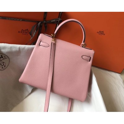 Hermes Pink Clemence Kelly 28cm Bag LDBS243081