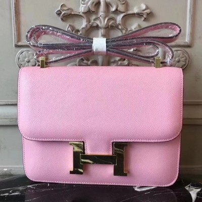 Hermes Pink Constance MM 24cm Epsom Leather Bag LDBS243085