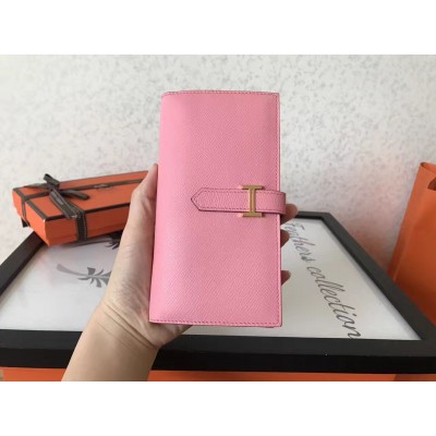 Hermes Pink Epsom Bearn Gusset Wallet LDBS243086