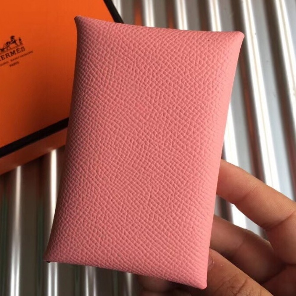 Hermes Pink Epsom Calvi Card Holder LDBS243087