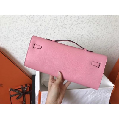 Hermes Pink Epsom Kelly Cut Handmade Bag LDBS243090