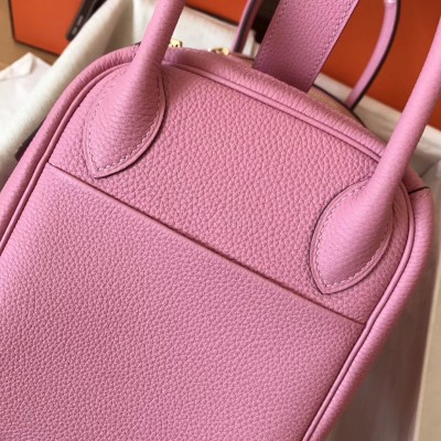 Hermes Pink Lindy 26cm Clemence Handmade Bag LDBS243093