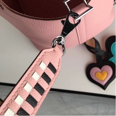 Hermes Pink Tressage Cuir 25 MM Bag Strap LDBS243099