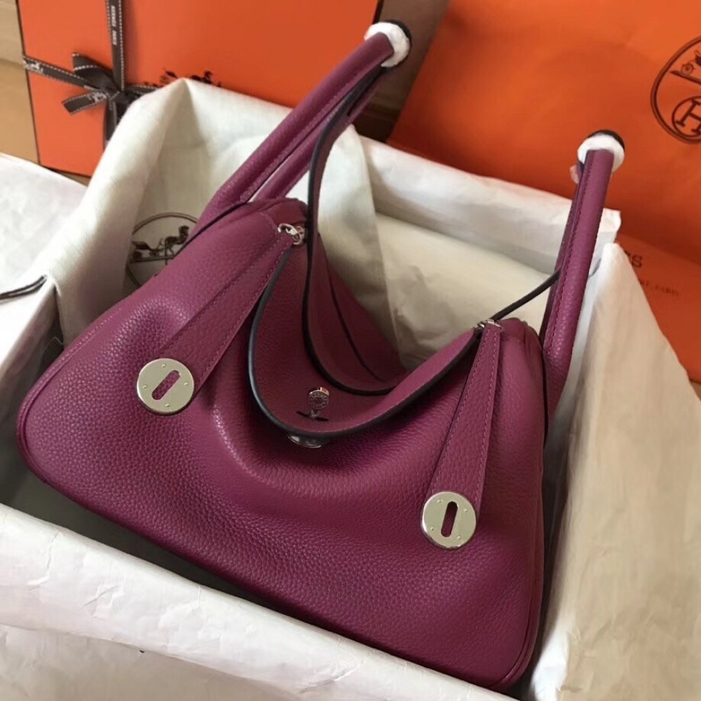 Hermes Purple Lindy 30cm Clemence Handmade Bag LDBS243103