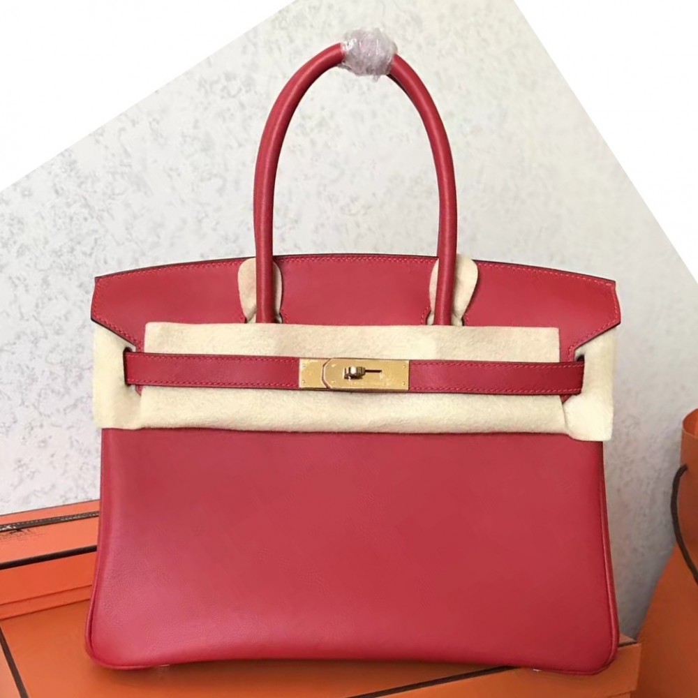 Hermes Red Birkin 30cm Swift Handmade Bag LDBS243111