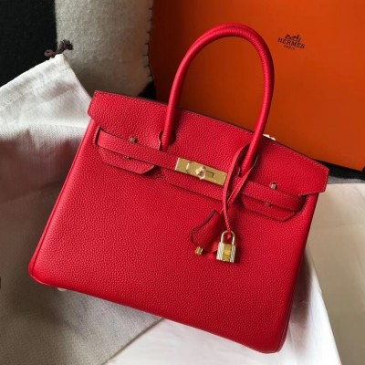 Hermes Red Clemence Birkin 30cm Bag LDBS243113