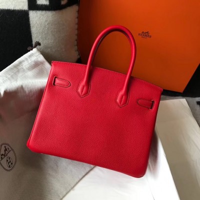 Hermes Red Clemence Birkin 30cm Bag LDBS243113