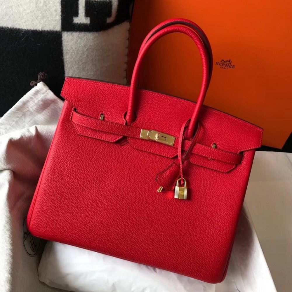 Hermes Red Clemence Birkin 35cm Bag LDBS243114