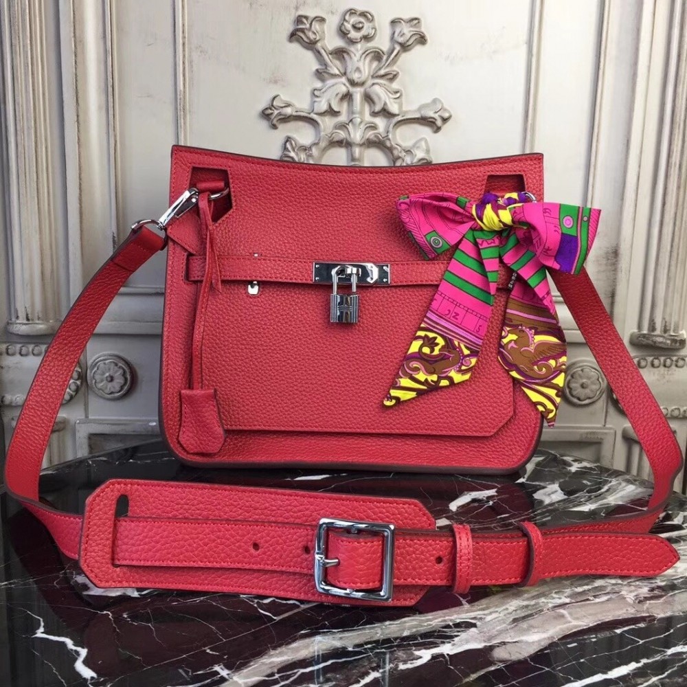 Hermes Red Clemence Jypsiere 28cm Bag LDBS243116