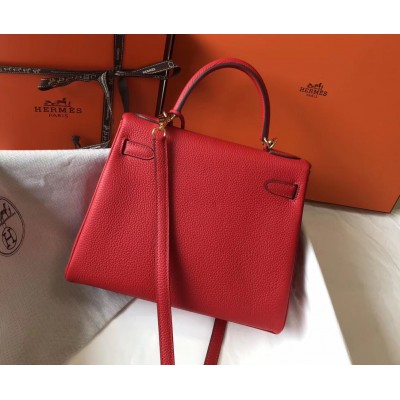 Hermes Red Clemence Kelly 28cm Bag LDBS243118