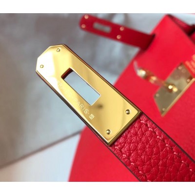 Hermes Red Clemence Kelly 32cm Retourne Bag LDBS243119