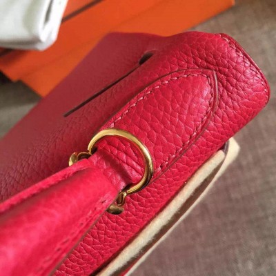 Hermes Red Clemence Kelly Retourne 32cm Handmade Bag LDBS243120