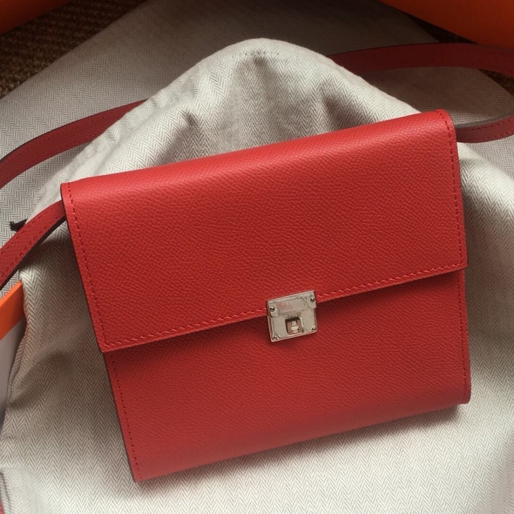 Hermes Red Clic 16 Wallet With Strap LDBS243121