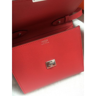 Hermes Red Clic 16 Wallet With Strap LDBS243121