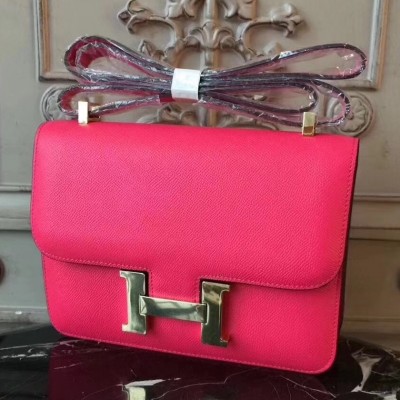 Hermes Red Constance MM 24cm Epsom Leather Bag LDBS243123