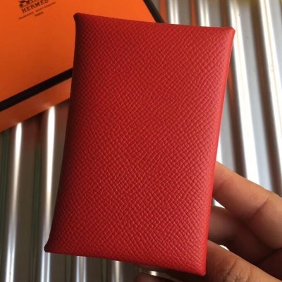 Hermes Red Epsom Calvi Card Holder LDBS243125