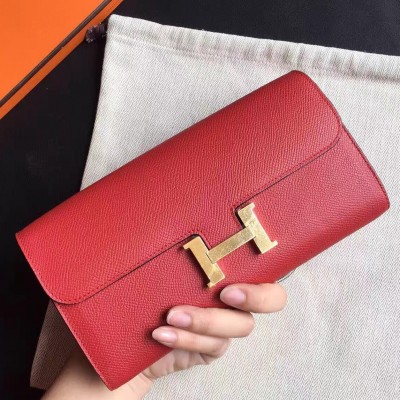 Hermes Red Epsom Constance Long Wallet LDBS243126