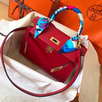 Hermes Red Epsom Kelly 28cm Handmade Bag LDBS243127