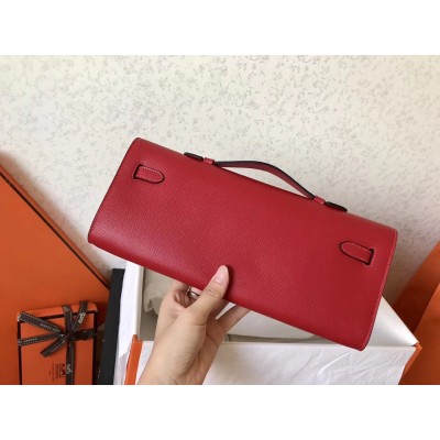 Hermes Red Epsom Kelly Cut Handmade Bag LDBS243129