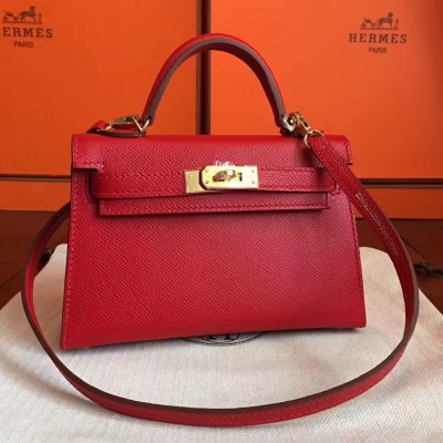 Hermes Red Epsom Kelly Mini II Handmade Bag LDBS243130