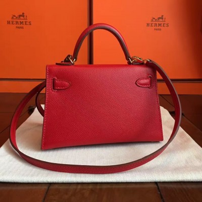 Hermes Red Epsom Kelly Mini II Handmade Bag LDBS243130