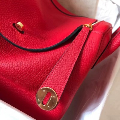 Hermes Red Lindy 26cm Clemence Handmade Bag LDBS243136