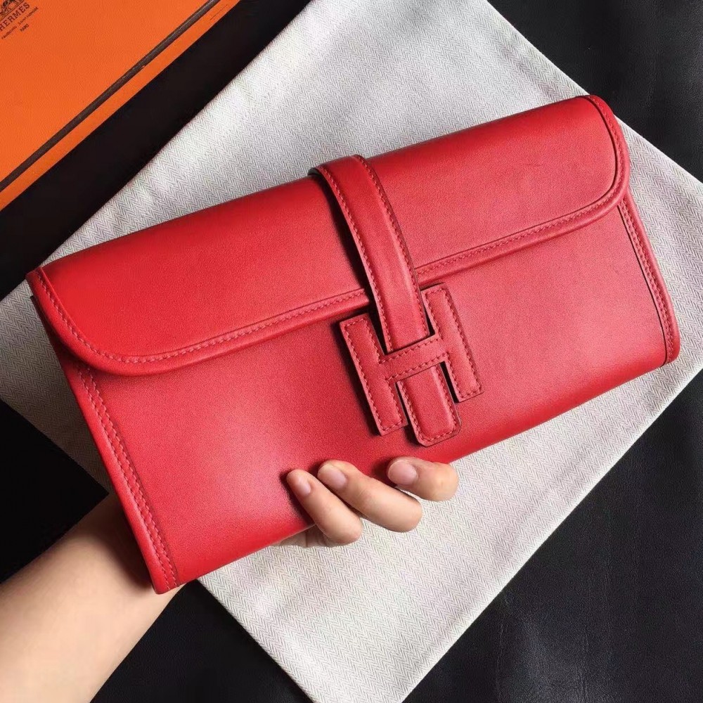 Hermes Red Swift Jige Elan 29 Clutch LDBS243142